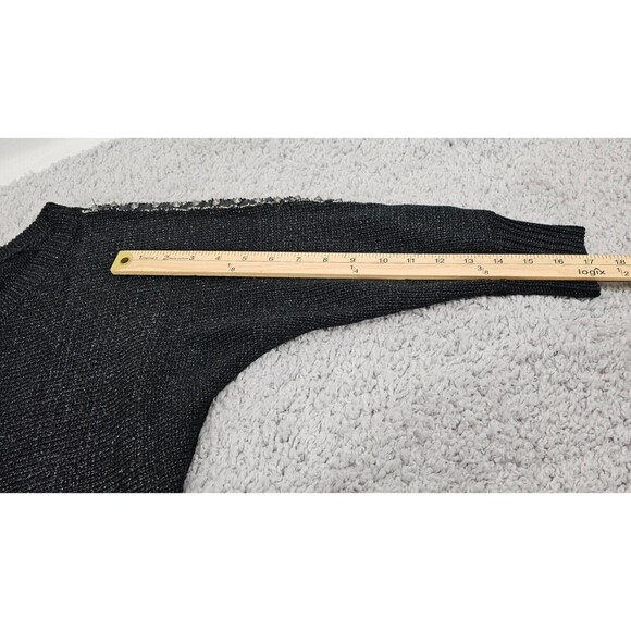 Miss Me Womens Sweater Glam Fairy Goth Y2K Metallic Studded Spikes Charcoal Sz L - Picture 15 of 15